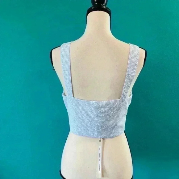 New with tags jonathan simkhai l striped cotton tie bra top sky combo - Picture 4 of 7